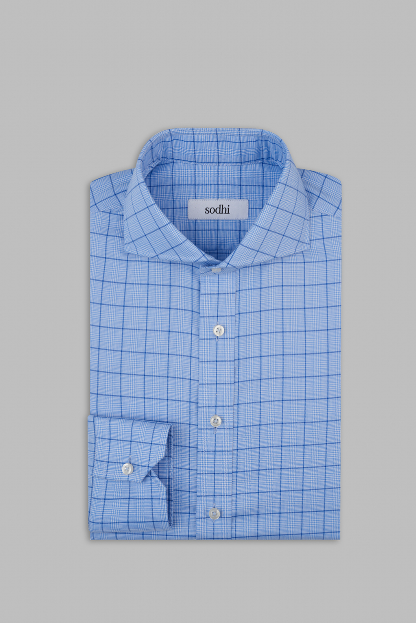 Twill Blue Prince of Wales Check